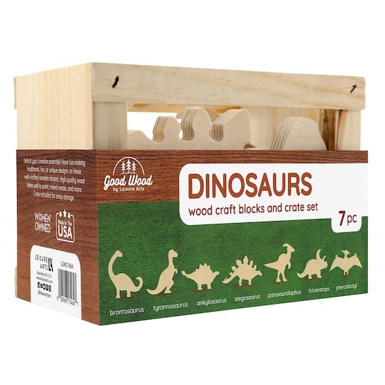 Good Wood by Leisure Arts&#xAE; Dinosaurs Crate Set
